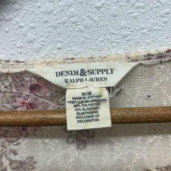 Denim & Supply Ralph Lauren Romantic Floral Mesh Cottagecore Sheer Top Size M - Picture 6 of 14